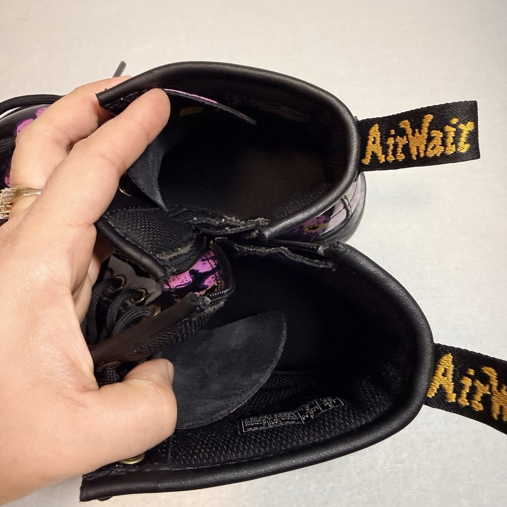 Dr. Martens 1460 J 8-Eye Patent Black Floral High Top Boot Youth Size US 4 - Picture 12 of 16